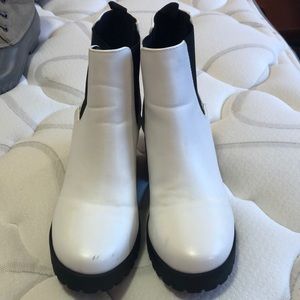 White heeled boots